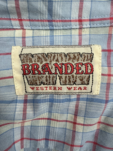 1990s Branded Plaid Button-Up
