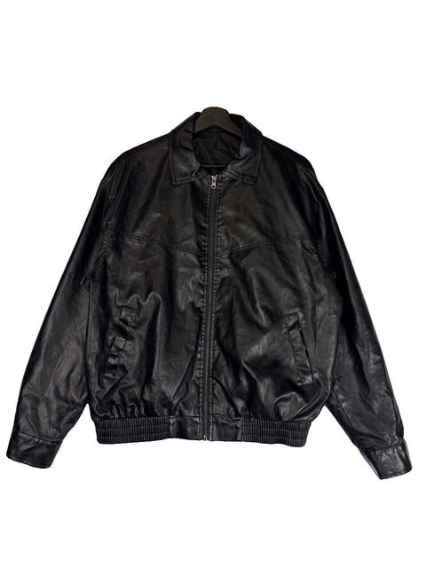Black Leather Bomber Jacket