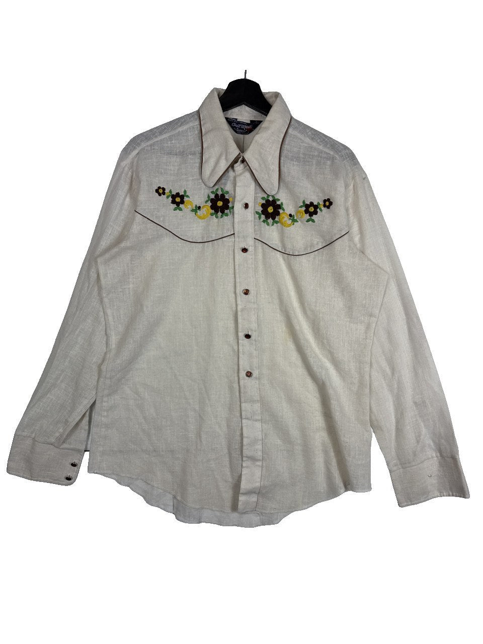 1970s Campus Embroidered Button Up Shirt