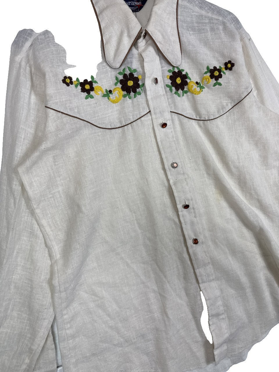 1970s Campus Embroidered Button Up Shirt