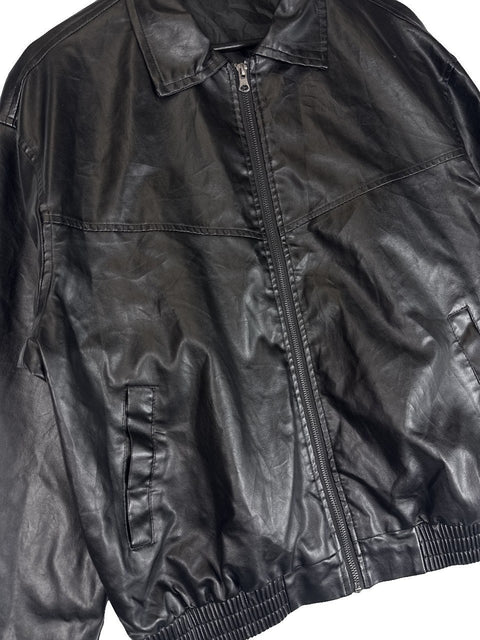 Black Leather Bomber Jacket
