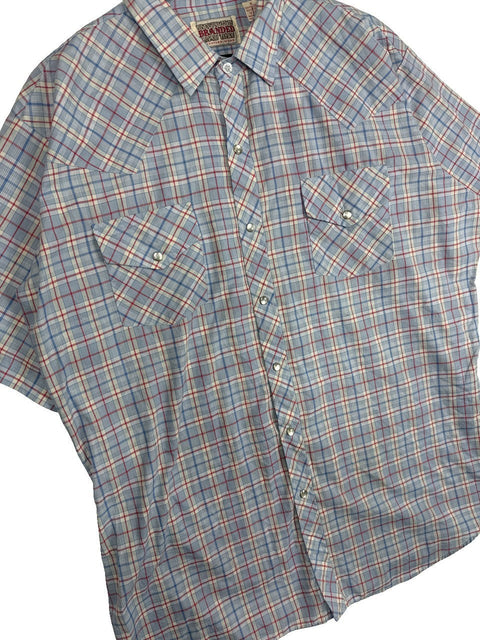 1990s Branded Plaid Button-Up